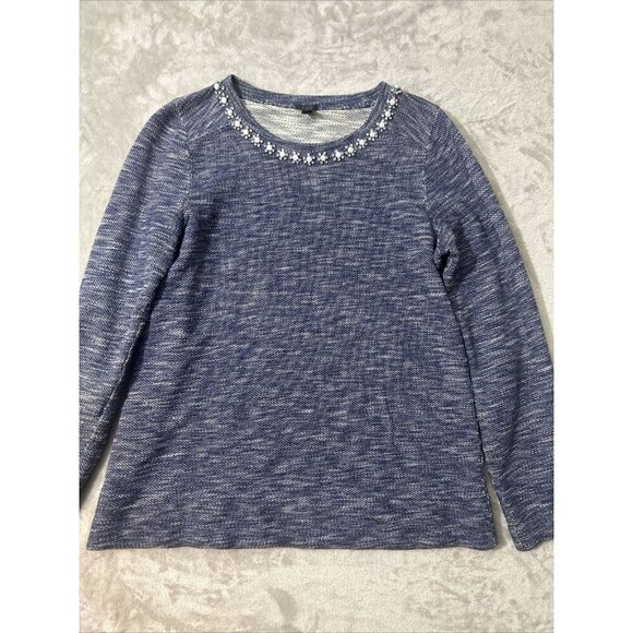 Women’s J.crew Sweater Blue Rhinestone Neckline Size Small - Picture 6 of 16